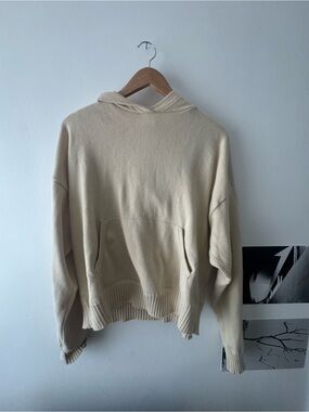 Cream Knit Hooded Sweater